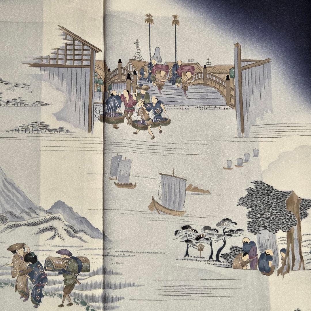 【予約済】着物と帯京月花 m3772 ■濃い青紫系友禅加納義乙正絹訪問着袷広衿■