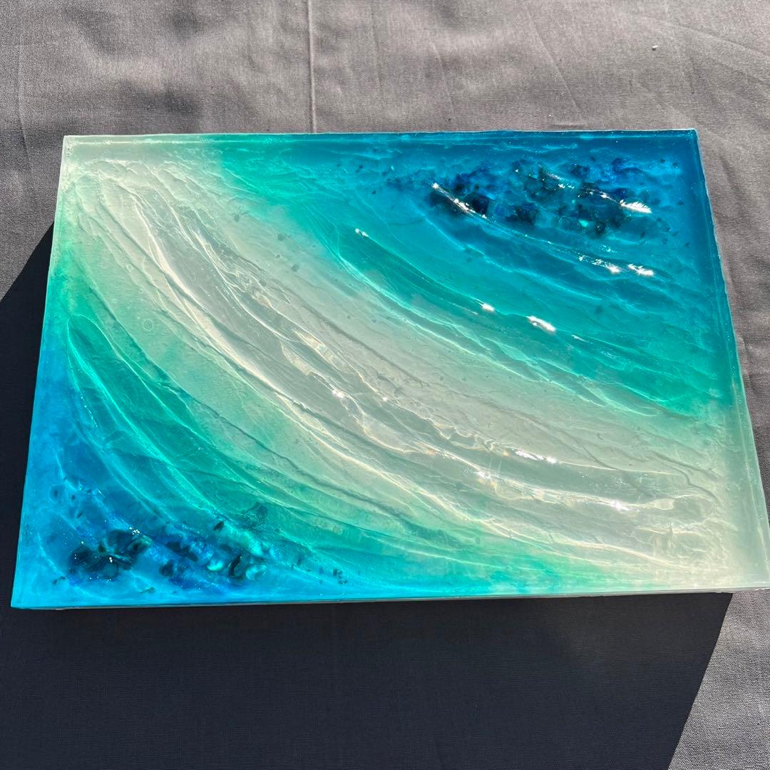 【レジンアート】波紋アート／18cm × 26cm／枠なし