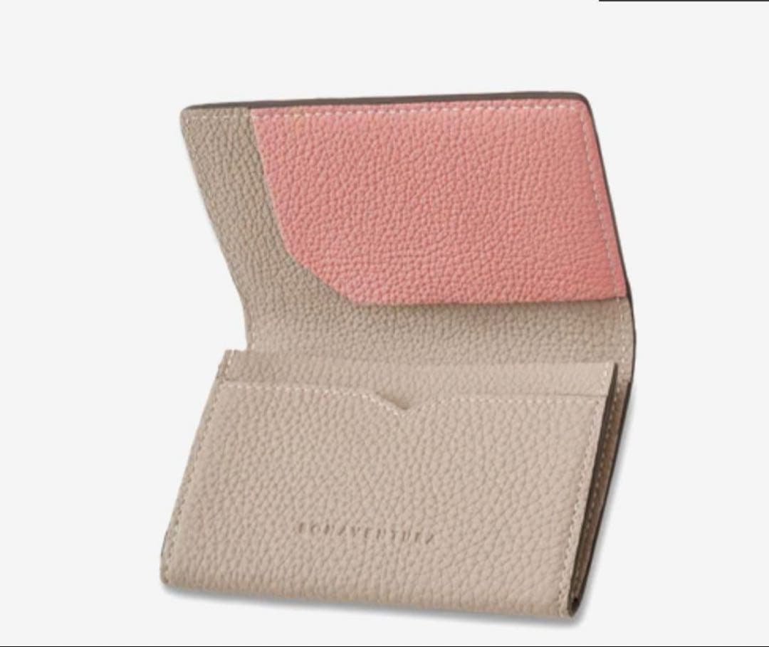 ボナベンチュラ　名刺入れ　カードケース　スリーブ付き　グレージュ　ピンク