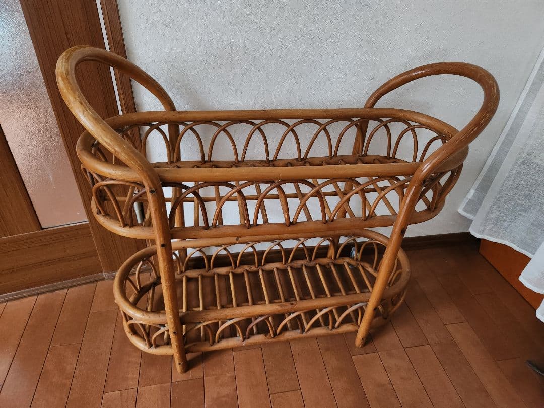 昭和レトロラタンフラワーラック飾り棚花台古民家ヴィンテージアンティーク籐棚