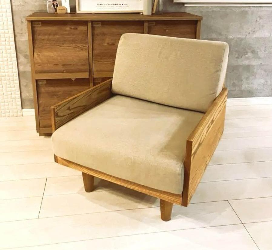 1人掛けソファ ベージュ （２脚セット購入可能）