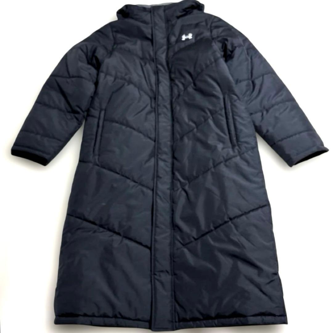 美品✨アンダーアーマー ベンチコート ブラック ロング　LG ロゴ