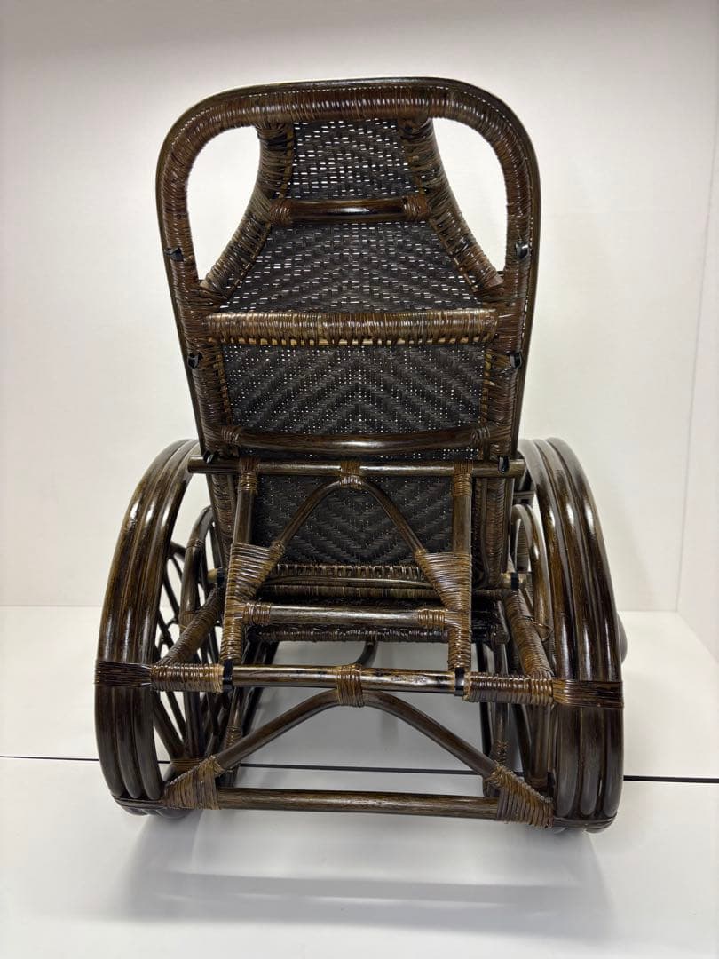 籐 三ツ折寝座椅子 ラタン マガジンラック フットレスト　座椅子