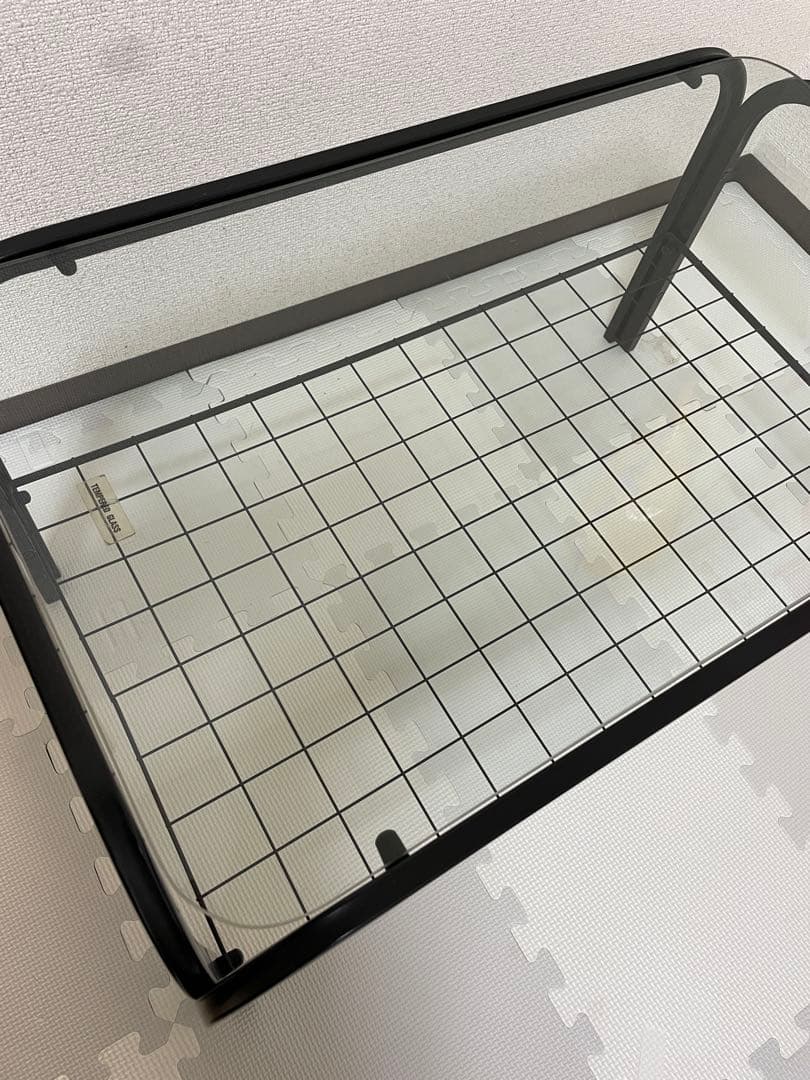 ガラス天板テーブル　ローテーブル　80年代　昭和レトロ　ブラック