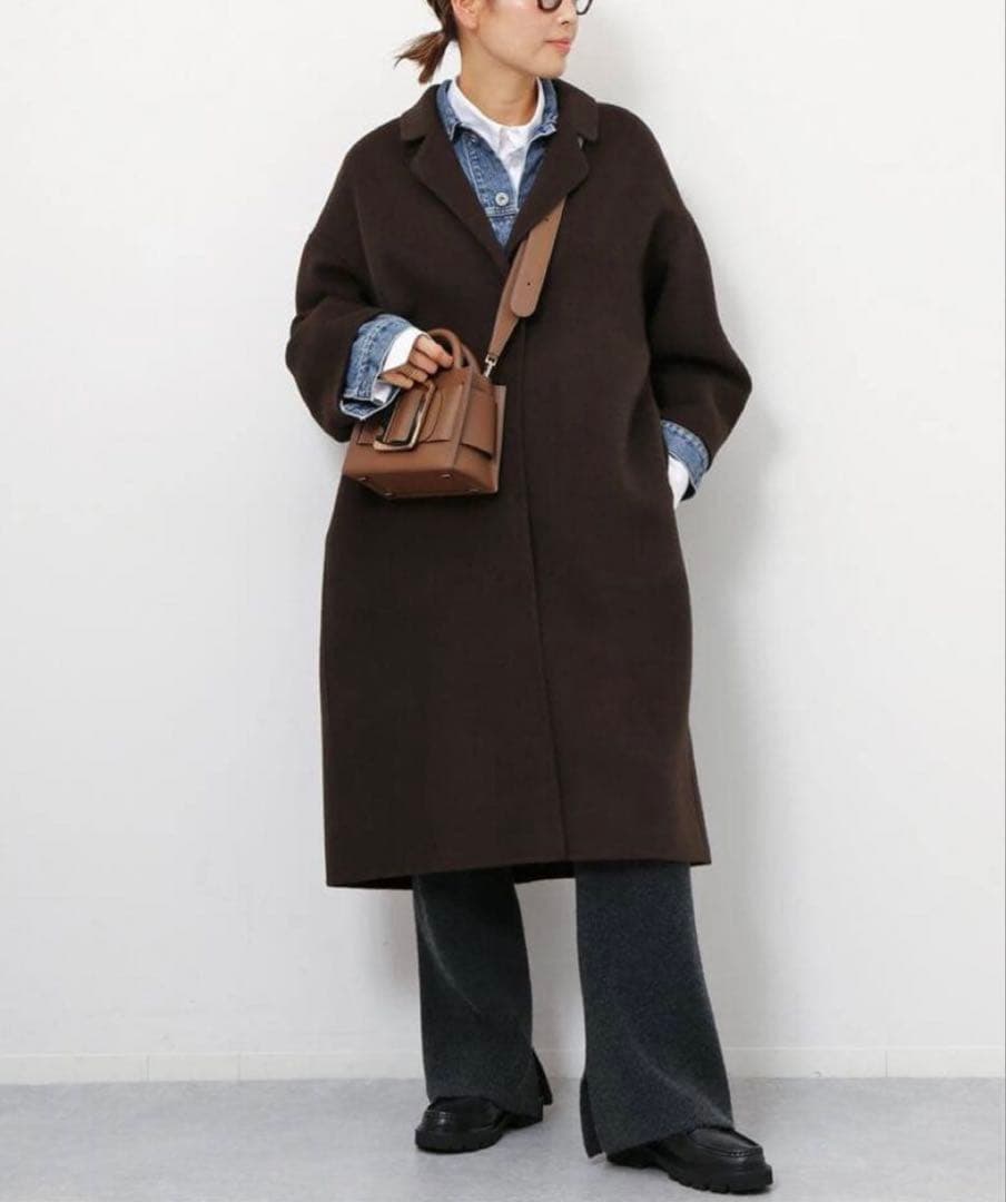 美品★定価8.47円★ドゥーズィエムクラス　ウールアンゴラリバーコート　ブラウン