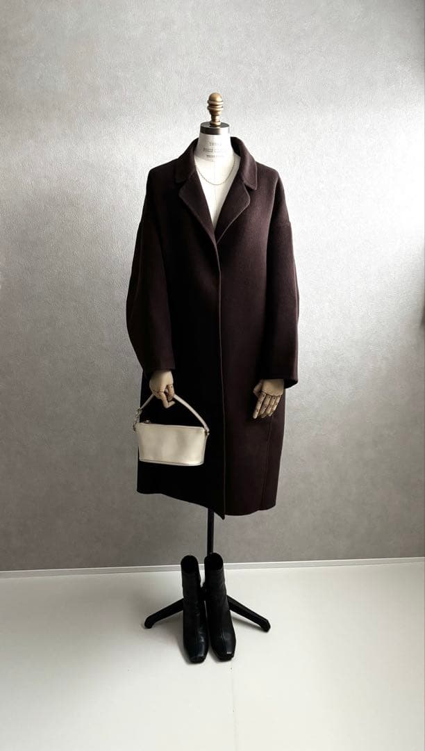 美品★定価8.47円★ドゥーズィエムクラス　ウールアンゴラリバーコート　ブラウン