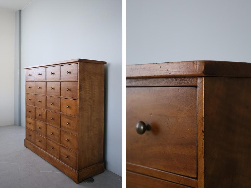 フランスアンティーク24杯ドロワーキャビネット/木製チェスト/タンス(86-85