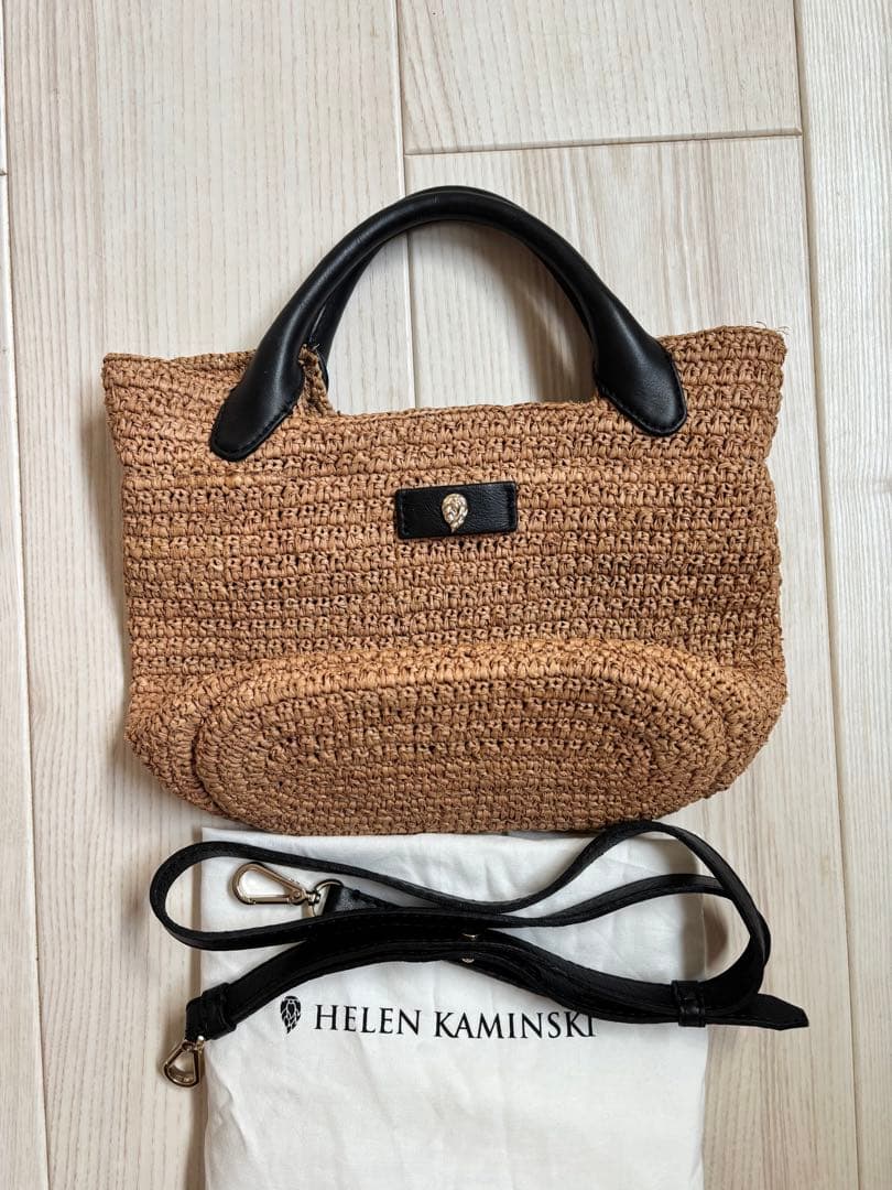 く*ん様 ヘレンカミンスキー Cassia Mini かごバッグ ラフィア レザ