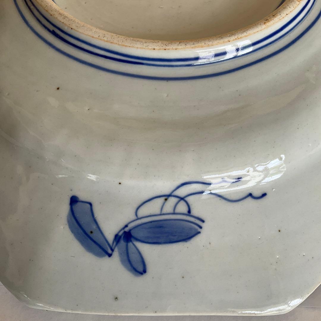 古伊万里　青磁染付山水文八角皿　江戸時代中期〜後期頃　名品