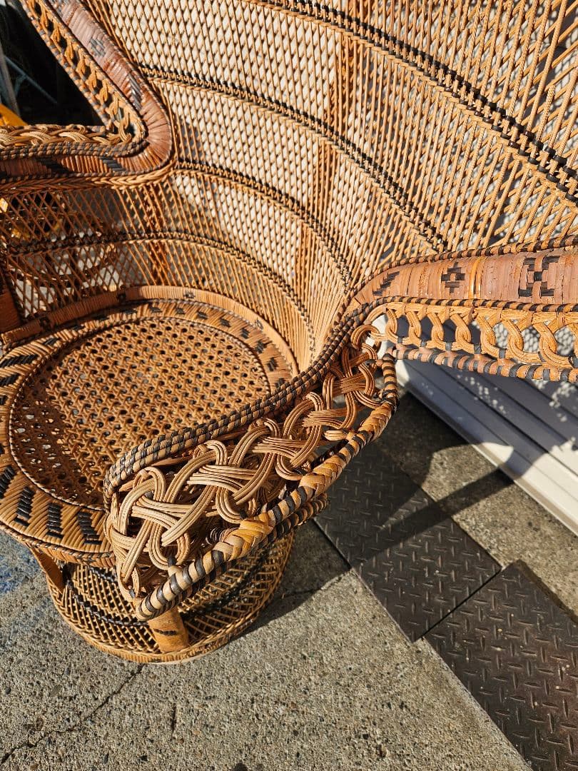 ヴィンテージ エマニュエルチェア ピーコックチェア 椅子 ラタン 編み込み 籐