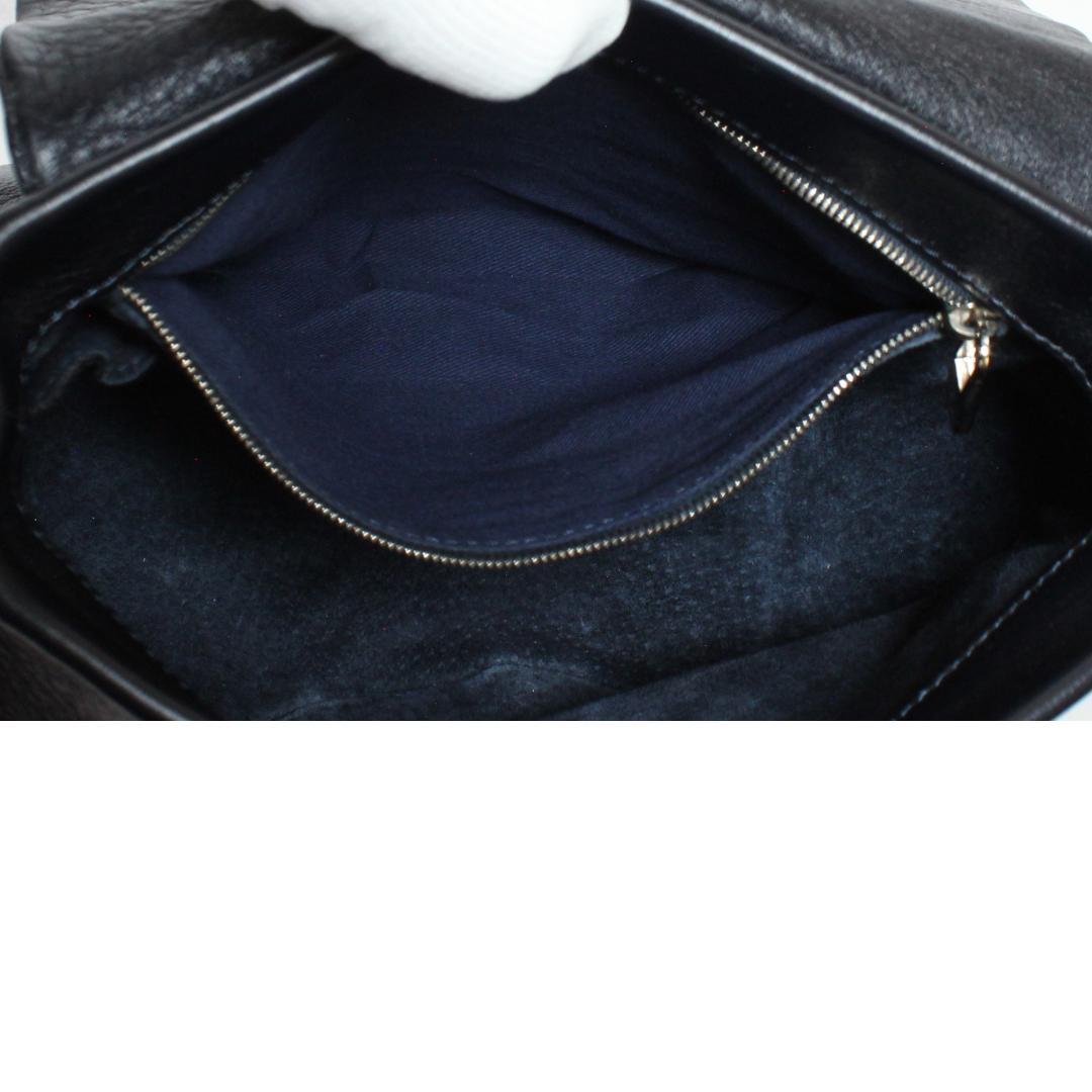 ヒロフ ハンドバッグ フォーマルバッグ ワンハンドル レザー シボ革 ブラック系