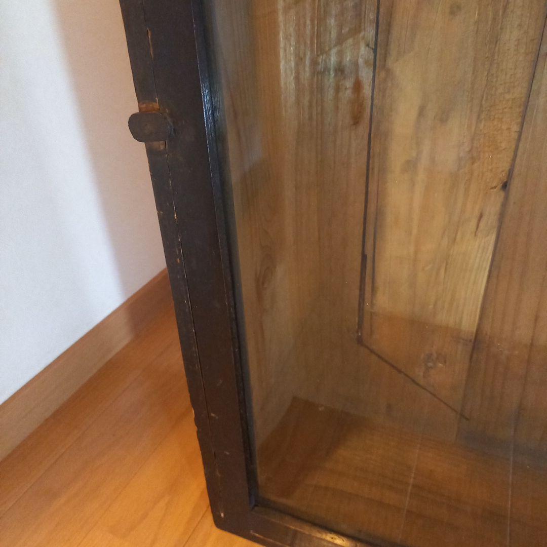 古い掛時計の収納木箱　レトロアンティーク　ガラス嵌め込み　レアな古道具骨董品