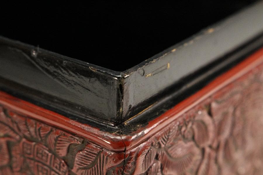 茶道具 堆朱 楼閣人物紋 茶通箱 時代物(K-XA948)