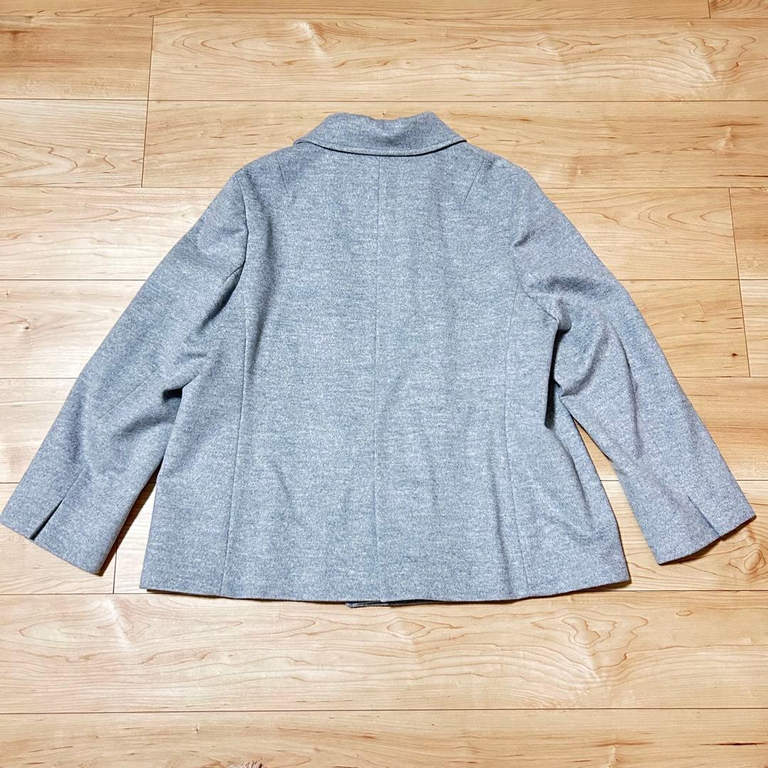 【美品】大きいサイズ 23区 ピーコート ダブルブレスト ライトグレー アンゴラ