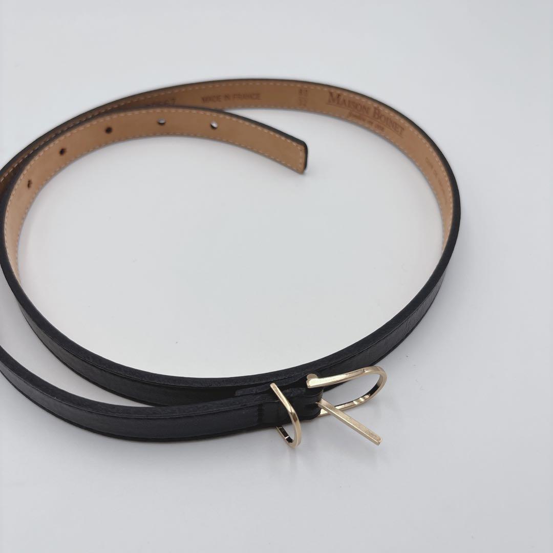 ◆MAISON BOINET◆ナッパ レザーベルト◆ブラック