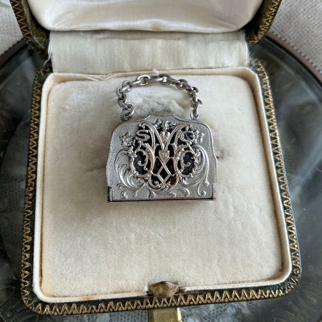 【ｍ】フランスアンティーク ミニチュア　バッグ　シルバープレート