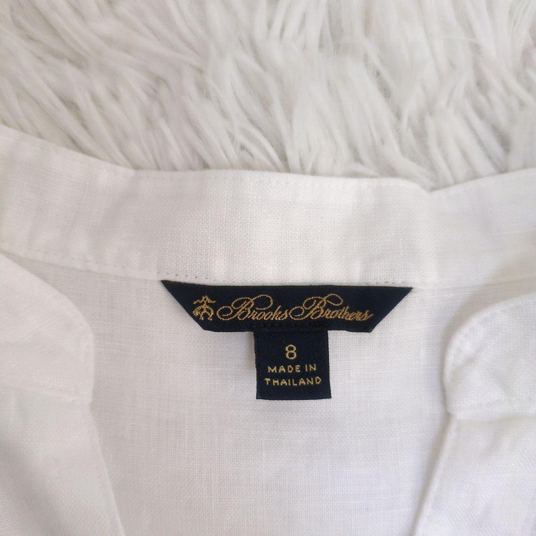【新品未使用】ブルックスブラザーズ リネン100% スタンドカラーシャツ 白