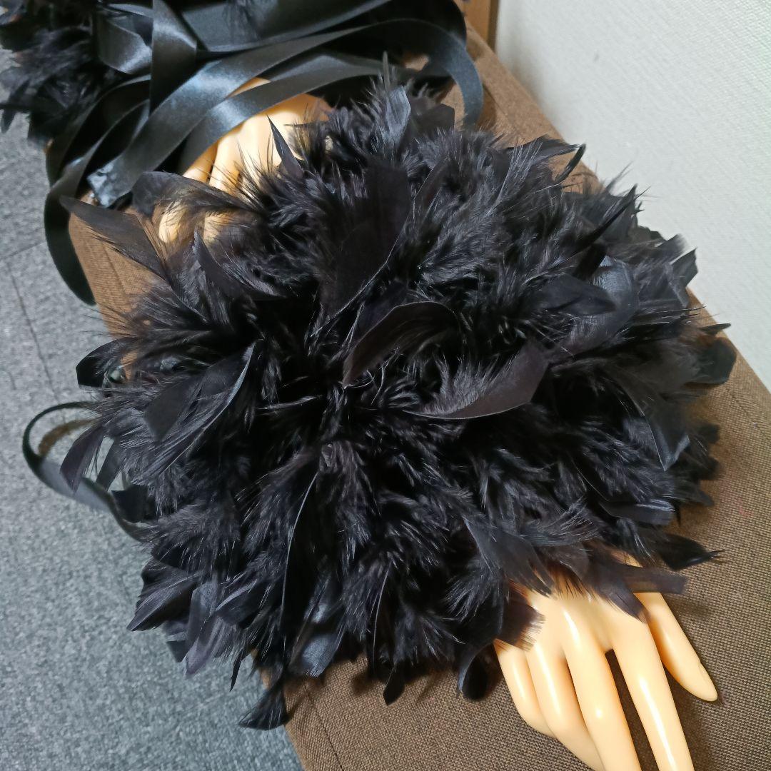 オーダー品　黒い羽の豪華バングル&リボンフロート