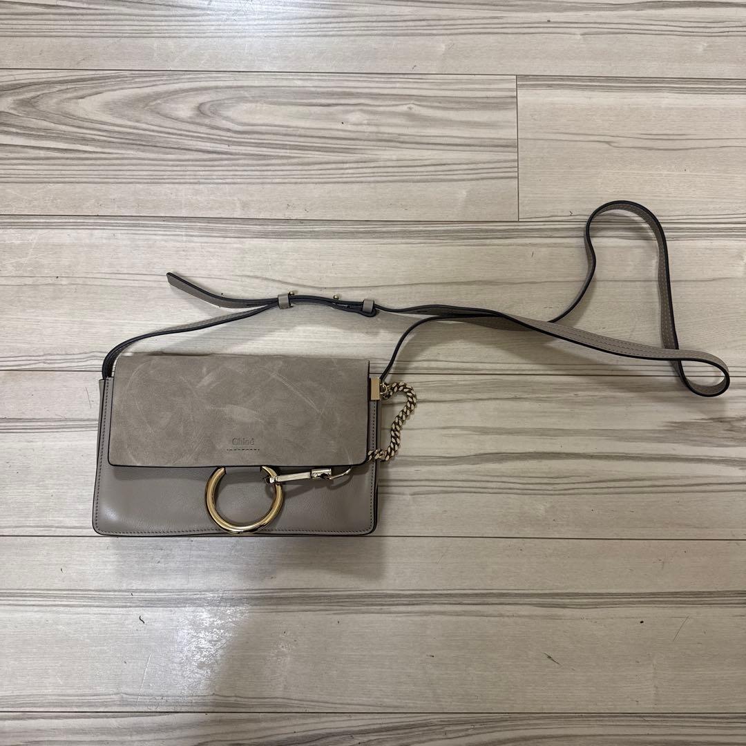 Chloé クロエ　ショルダーバッグ グレー　スエード
