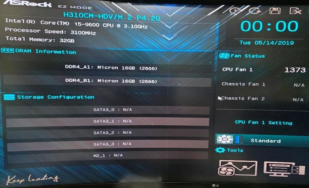 自作PC　Corei5 9600 DDR4 2666 32GB (16x2)