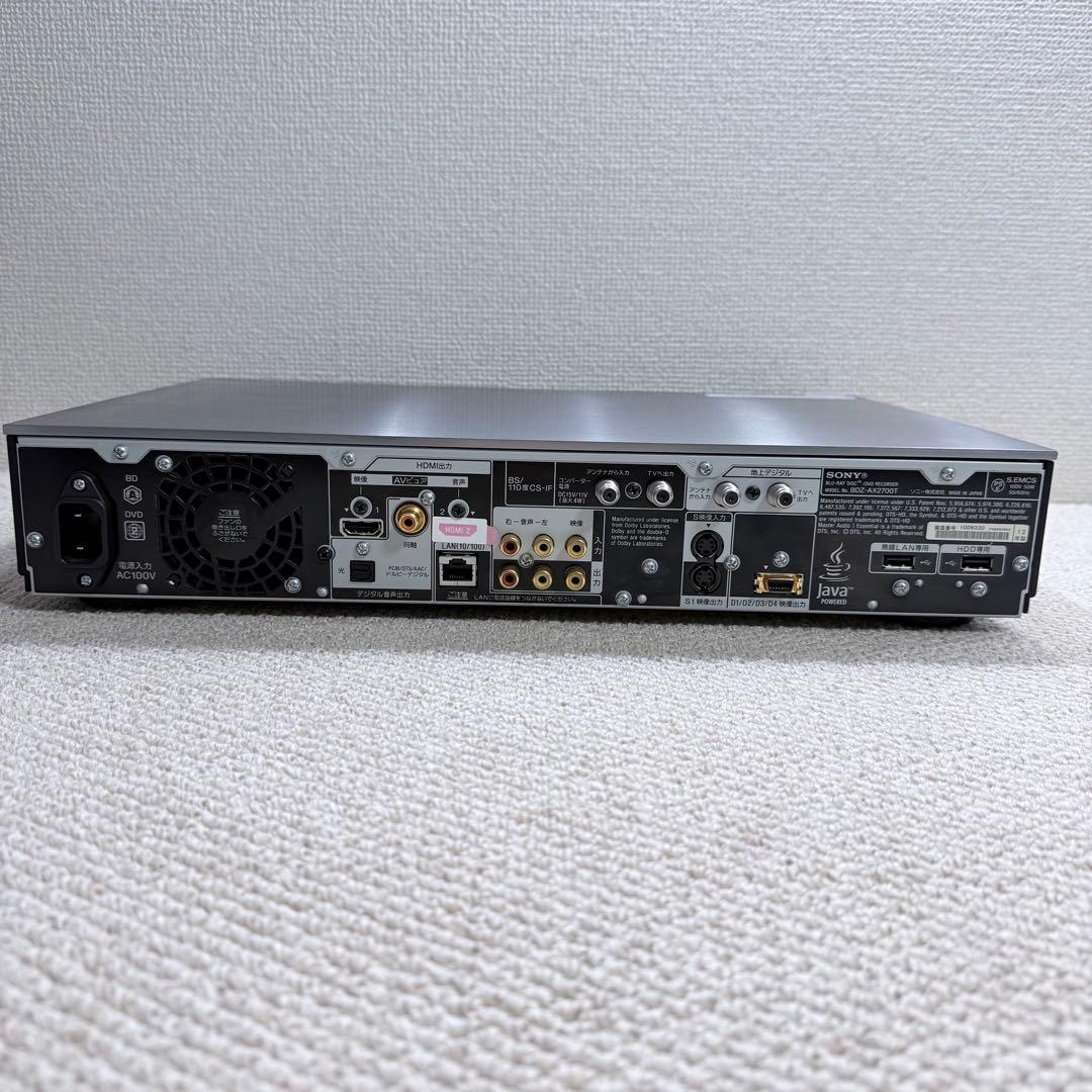 SONY BDZ-AX2700T ブルーレイレコーダー 3番組同時録画