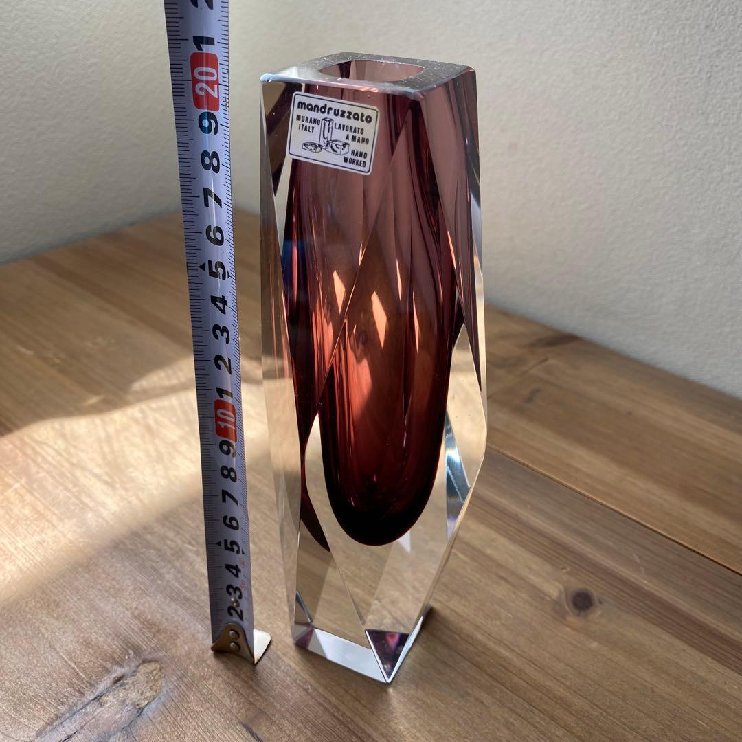 ソンメルソ　ムラーノ　赤紫　ムラノガラス　ベネチア　フラワーベース