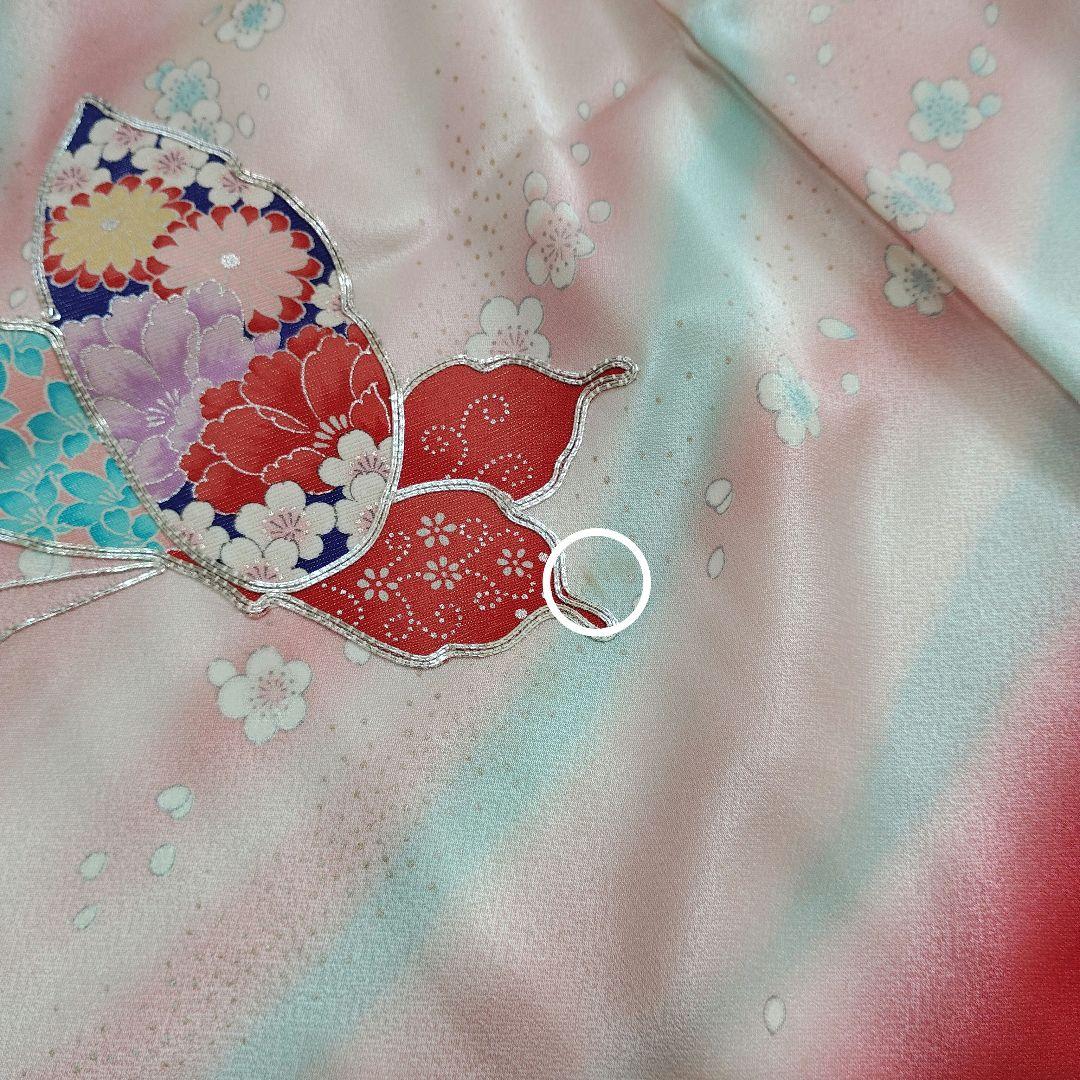 七五三 7歳 正絹綸子 セミアンティーク 着物 帯 バッグ 草履 小物セット