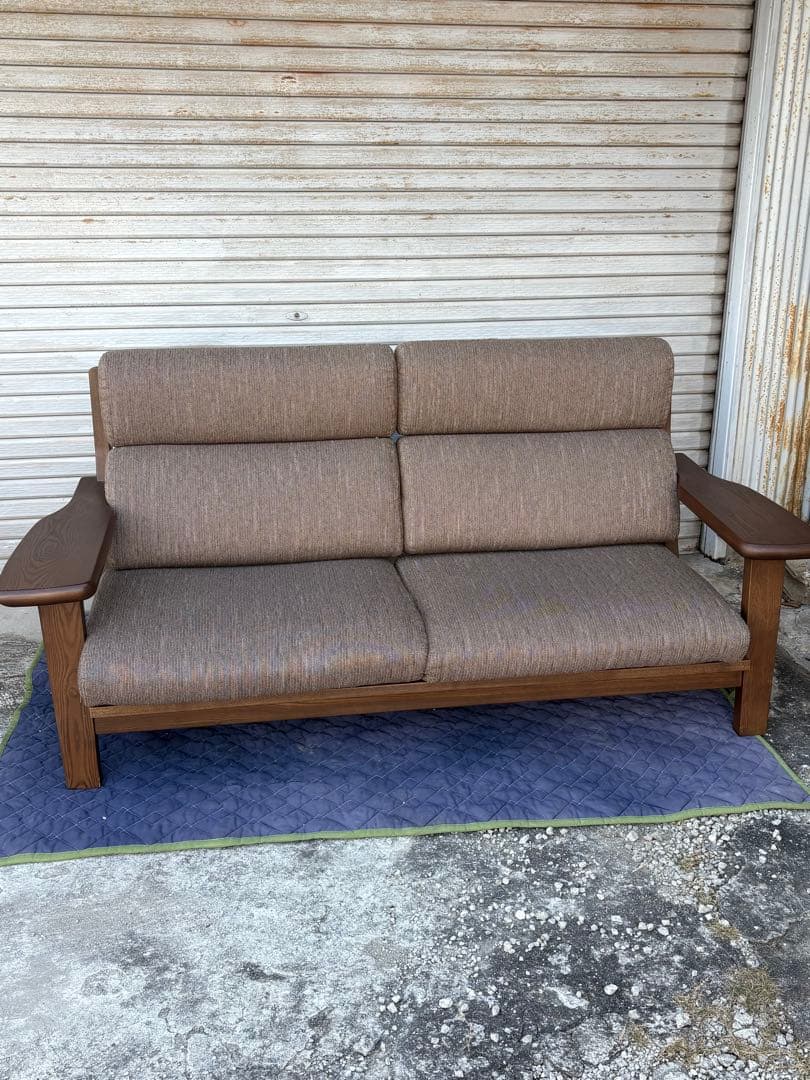 美品 ナガノインテリア 3Pソファ 天然木 LC048