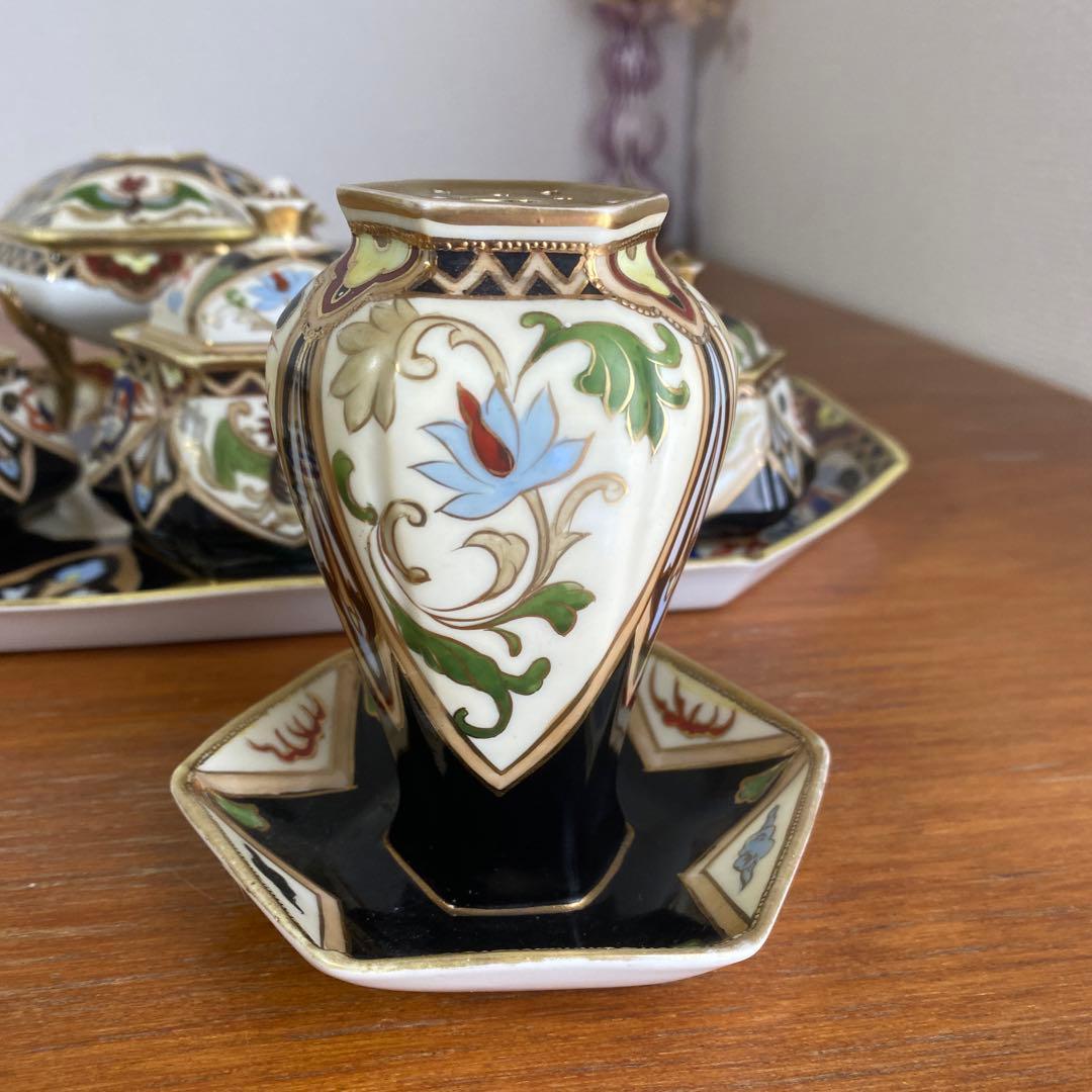 英国 里帰り オールドノリタケ ドレッシングテーブルセット マルキ印 金盛り