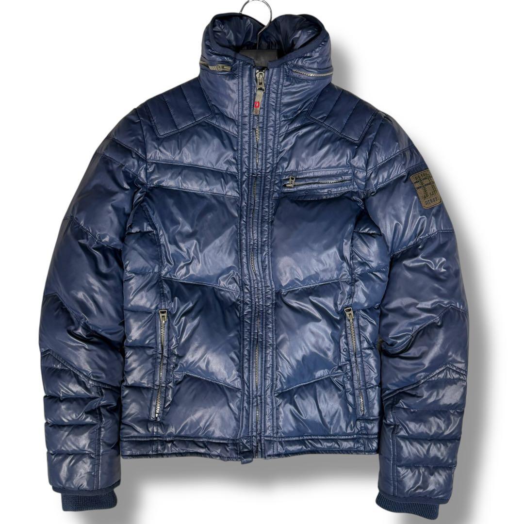 DIESEL ライダースジャケット 2way フード収納 蛇腹 ダウンジャケット