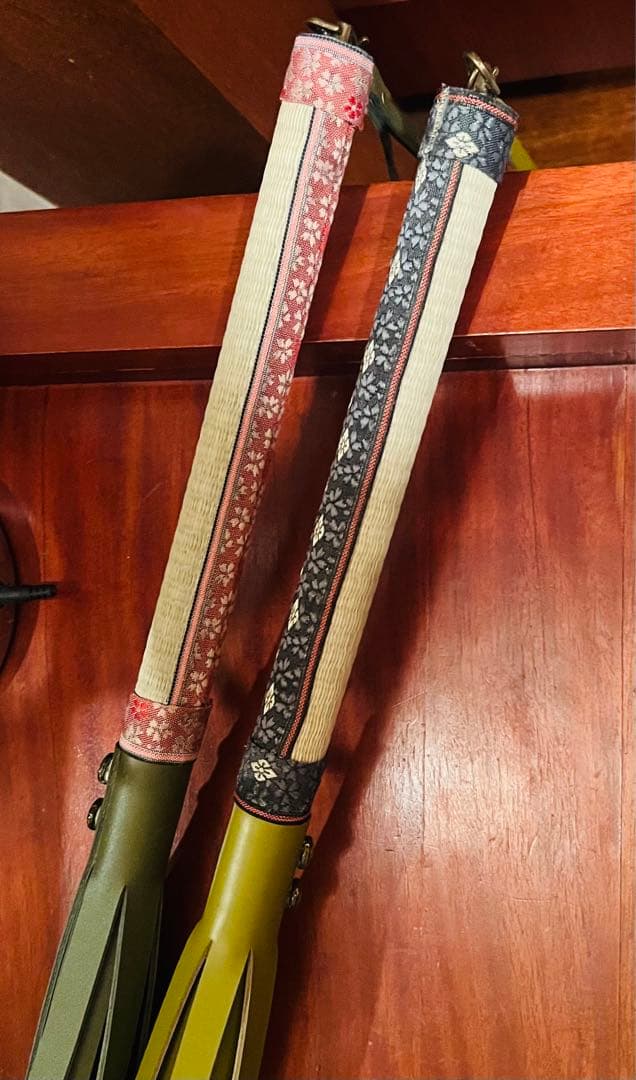 バラ鞭 和風◆本革/い草 /カーキ◆80㎝ ム/【残り1本】