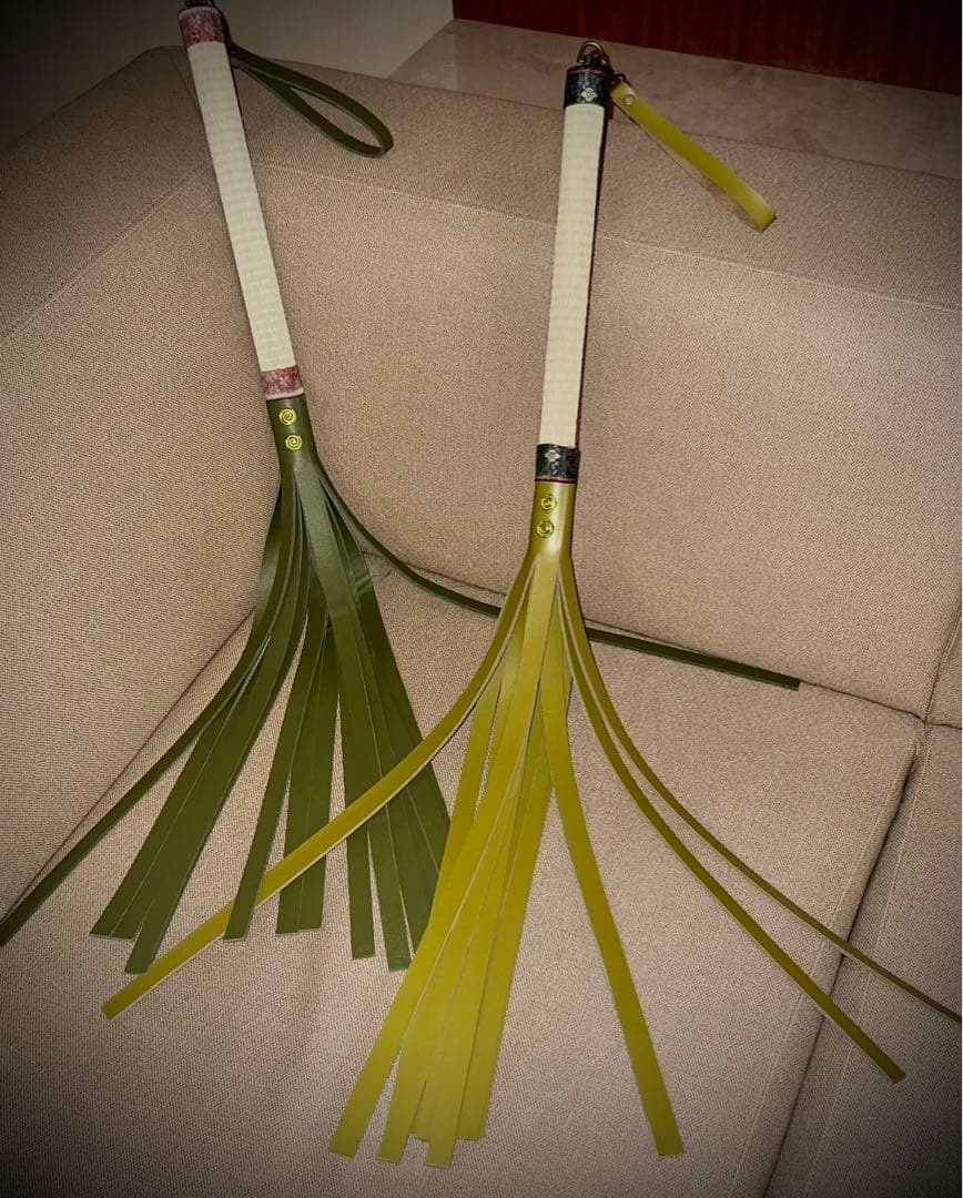 バラ鞭 和風◆本革/い草 /カーキ◆80㎝ ム/【残り1本】