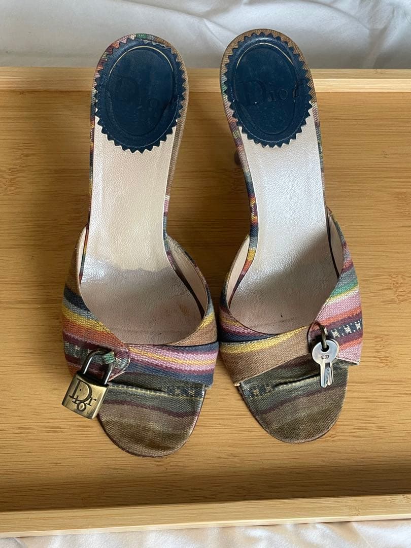 ディオール ヴィンテージ ヒール ミュール 鍵 サンダル dior