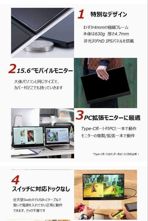 未使用モバイルモニターディスプレイ15.6インチ