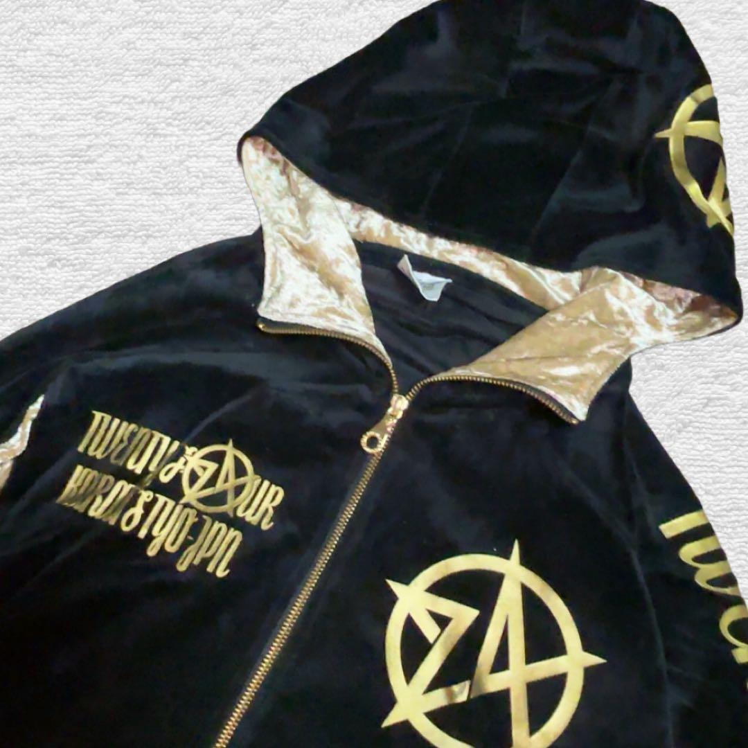 レア✨24カラッツ ベロア ジャージ セットアップ ブラック × ゴールド XL