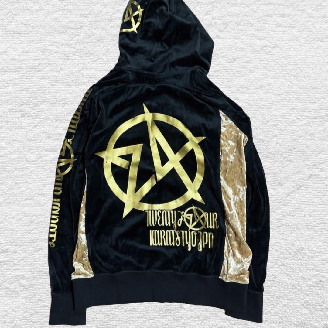 レア✨24カラッツ ベロア ジャージ セットアップ ブラック × ゴールド XL