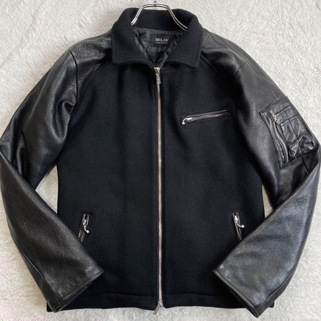 【美品】DELAY by Win&Sons　スタジャン　鹿革　キルティング　黒