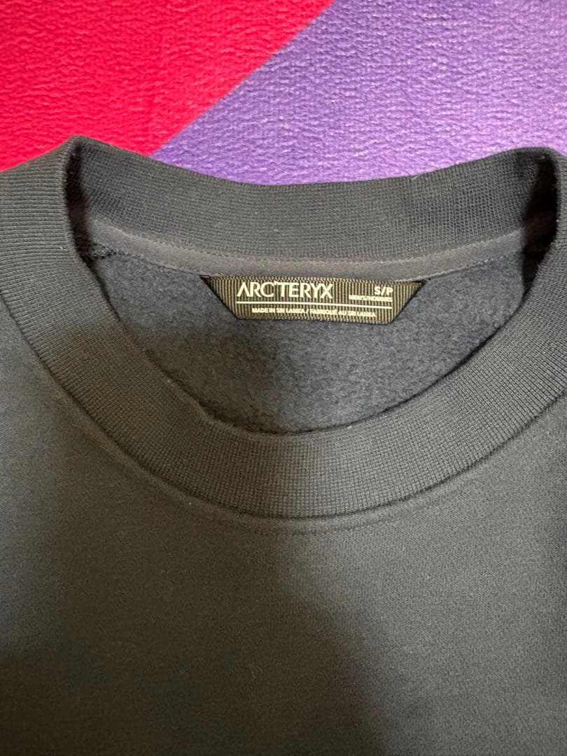 ARC'TERYX エンブレムフリースクルーメンズ ブラックサファイアSサイズ