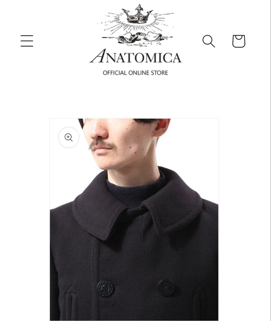 【美品】ANATOMICA ネイビー ウールピーコートロング