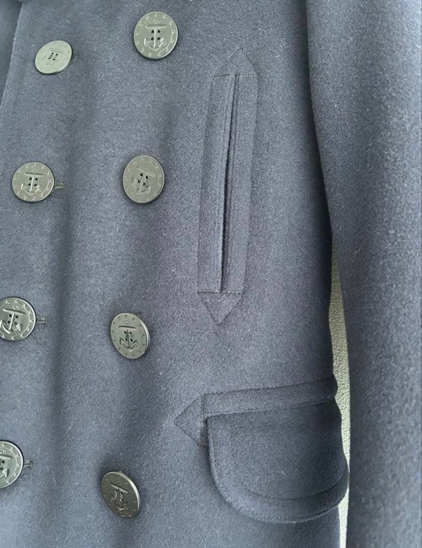 【美品】ANATOMICA ネイビー ウールピーコートロング