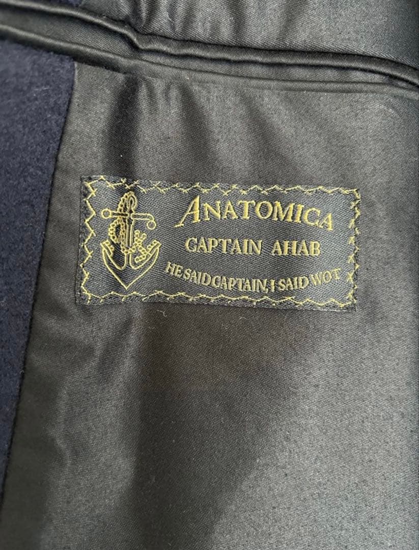 【美品】ANATOMICA ネイビー ウールピーコートロング