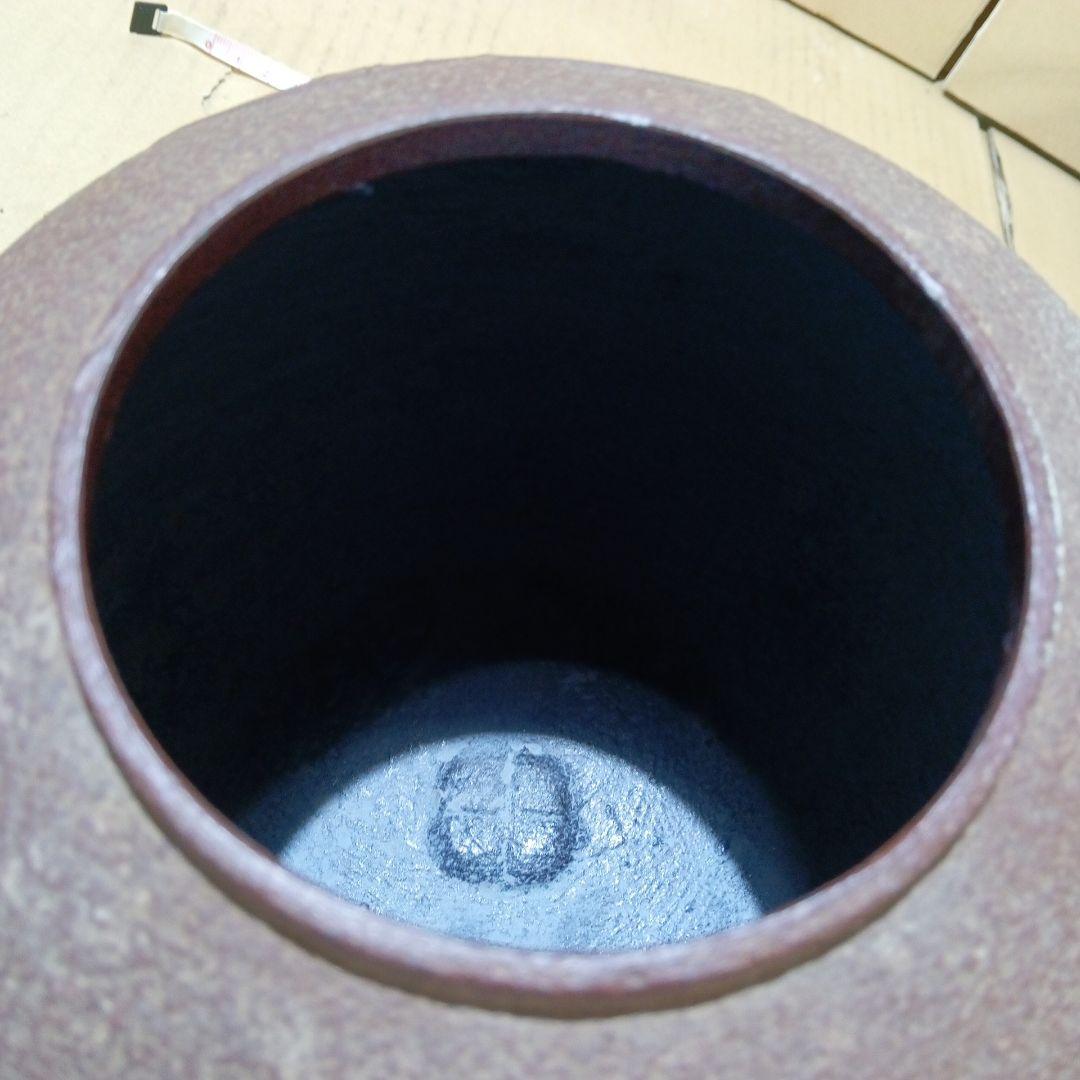 【炉釜】釜師 佐藤浄清作 丸釜 炉用 茶道具【中古 美品】梅松の花彫刻