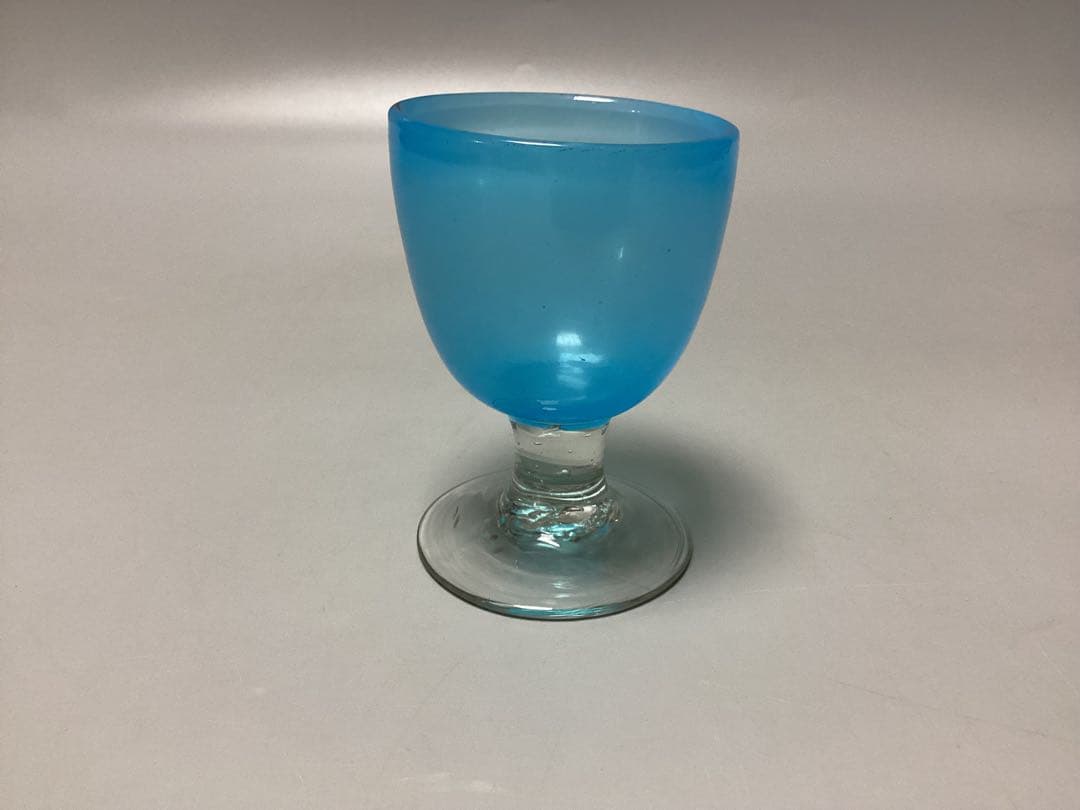 すみれ　青ガラス　なつめ形　ウランガラス　氷コップ　(検) 和ガラス