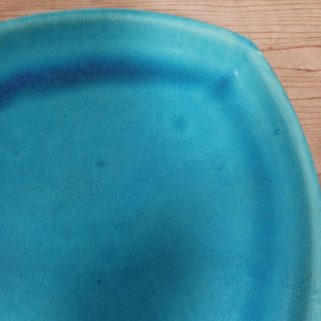 やちむん　沖縄　大嶺工房　ペルシャブルー　足付き