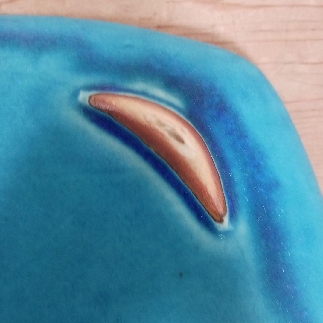 やちむん　沖縄　大嶺工房　ペルシャブルー　足付き