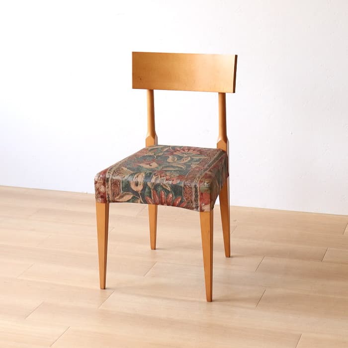 ヴィンテージ 飛騨産業 肘付イス 古家具 無垢材 ブナ材 カバーリング①