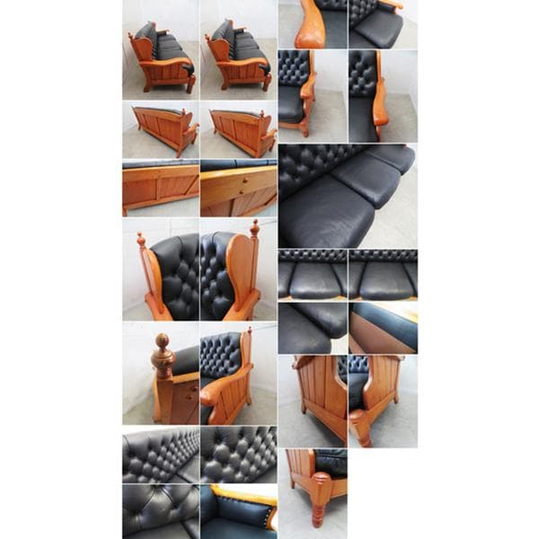 美品■横浜ダニエル■A522■130万■レオナ■3人掛けソファ■本革■樺桜無垢材