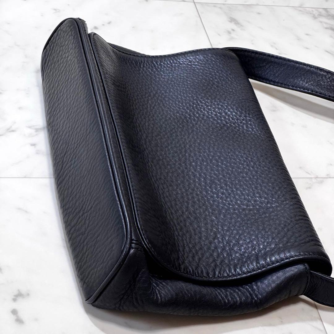 【良品】COACH コーチ ビンテージ ショルダーバッグ レザー ダークネイビー