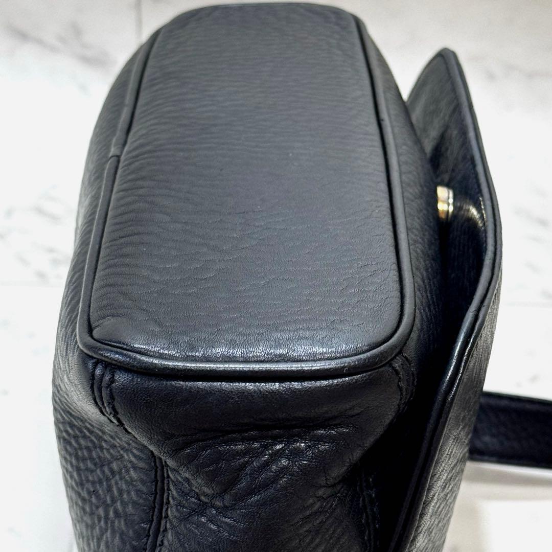 【良品】COACH コーチ ビンテージ ショルダーバッグ レザー ダークネイビー