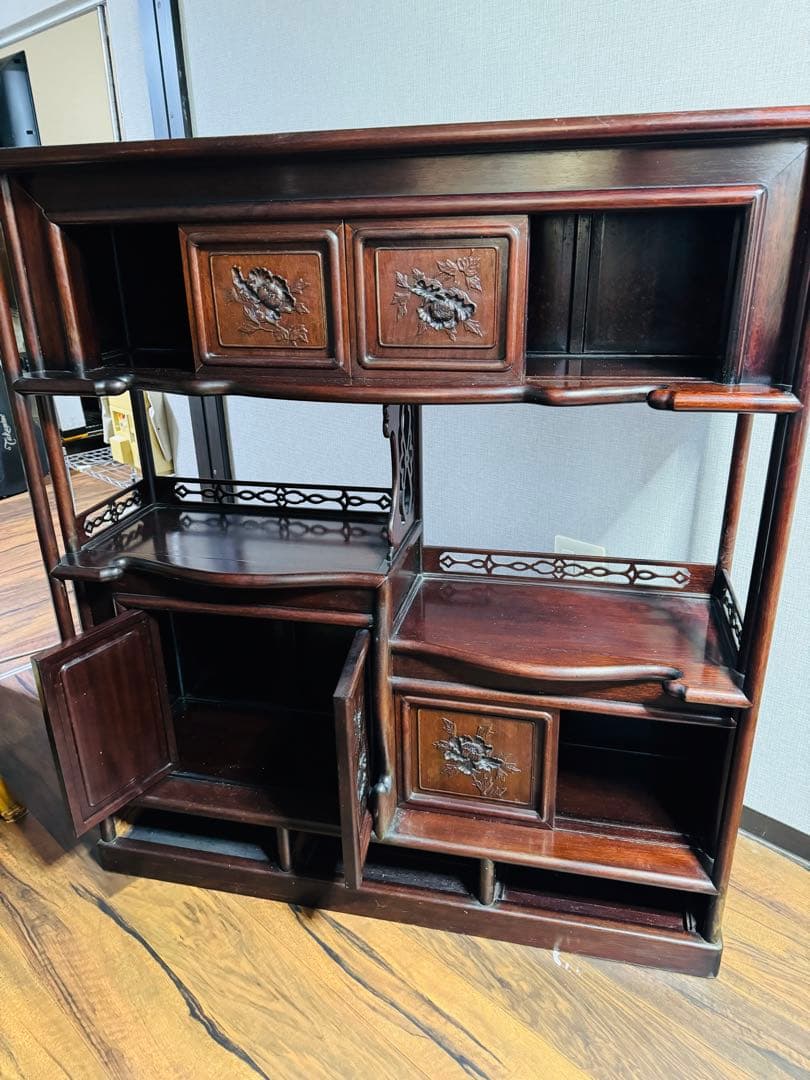 福岡発　民藝家具　和風家具　飾り棚　昭和レトロ　木製彫刻　希少　ビンテージ